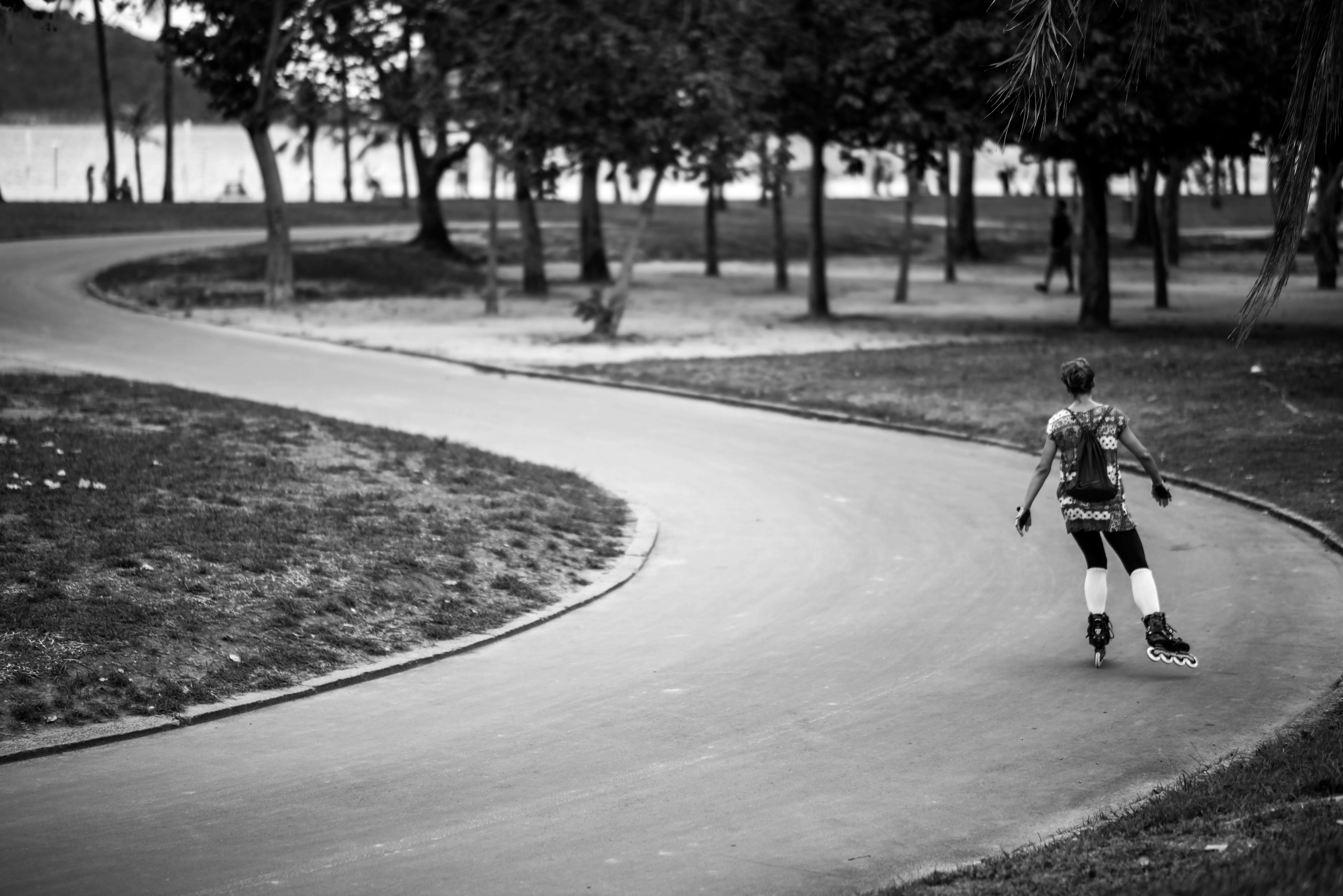 Person on rollerskates in a park